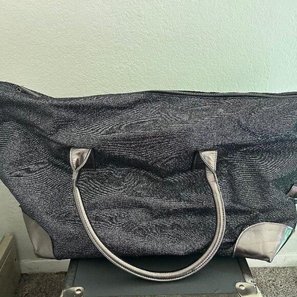 Dark Gray Glittery Large Overnight Bag with small matching clutch - Picture 6 of 13